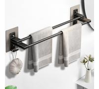 Primapec Portasciugamani 40 cm, montaggio a parete, 2 piani con gancio, alluminio spaziale, porta asciugamani per ospiti, bagno e cucina