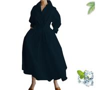 Primarilyx Shirt Wrap Dress, New Women's Plain Lapel Shirt Wrap Dress, Women's Cotton Button Down Maxi (Blue,S)