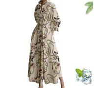 Primarilyx Shirt Wrap Dress, New Women's Plain Lapel Shirt Wrap Dress, Women's Cotton Button Down Maxi (Gold Chain,3XL)