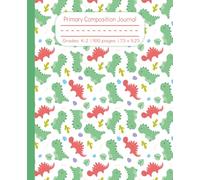 Primary Composition Journal: Colorful Dinosaur Drawing Handwriting Practice Sheets with Dotted Midline, Creative Story Notebook for Pre-K, ... Grades K-2, 100 Pages, 7.5x9.25 inches