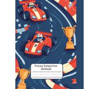 Primary Composition Notebook For Left Handed Boys - Early Writing Notebook for K-2 Kids - With Ride Side Binding for Smudge Free Writing - Race Car Theme - For PreK - 2nd Grade