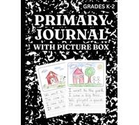 Primary Journal With Picture Box: Black Marble Draw and Write Composition Book for Boys & Girls Grades K-2, Half Page Dotted Midline Ruled Pages for Creative Story Writing with Top Drawing Space