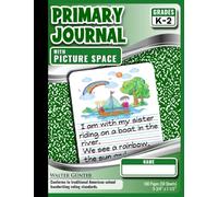 Primary Ruled Journal with Picture Space - Green Marble Cover: Grades K-2, Draw and Write Composition Notebook, Half Ruled, 1/2" Ruling with Red Baseline and Dotted Midline, 100 Pages