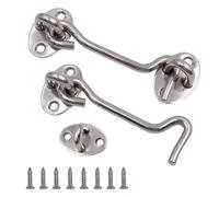 Primasage 2 Pezzi Gancio e Chiusura a Occhiello,Gancio Chiusura Porta 3, 94in Ganci per Cabina con 8 viti Adatto per Porta Mobile Battente Porta in Legno Porta Giardino Serratura (Argentato)