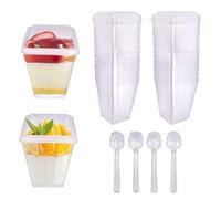 Primasage 50 Pezzi Bicchierini Monoporzione Dolci, Coppette per Tiramisù Riutilizzabile 150ml Bicchierini Dessert Plastica per Picnic del Partito Della Mousse del Budino del Gelato
