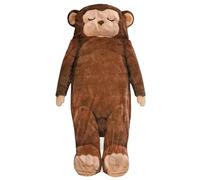 Primate Sleepwear - Jungle Character Cover, Heavyweight Winter Liners, Realistic Primate Costume Suit, Cold Weather Survival Gear, Travel Accessory, Large Dark Tan Unit Reading and Watching TV