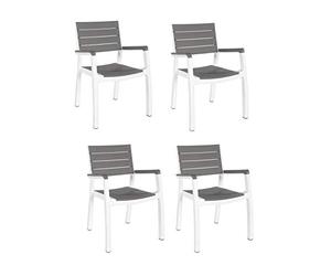PRIMATRONIC Poltrone Harmony (4 Pezzi) Grigio/Bianco in Resina con Stampo Finto Legno | Dimensioni Poltrona 59x60xh86 cm