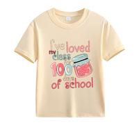 Primavera and Autumn New Fashionable Cute Print Comfortable Version of The Girls Printed T Shirt Gatto Shirt Girl, beige., 8-9 Jahre
