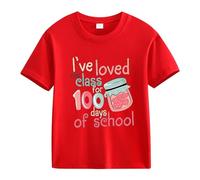 Primavera and Autumn New Fashionable Cute Print Comfortable Version of The Girls Printed T Shirt Gatto Shirt Girl, Colore: rosso, 3-4 Jahre