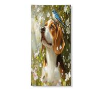 Primavera Beagle Dog Door Banner 91 x 182 cm, carino Bluebird Foresta da appendere per decorazione porta d'ingresso, per interni ed esterni animali domestici ingresso sfondo forniture