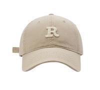 Primavera/Big Headed Soft Top R Letter Solid Tongue Hat Baseball Hat 47 Cap Uomo, beige., Taglia unica