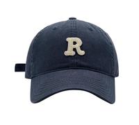 Primavera/Big Headed Soft Top R Letter Solid Tongue Hat Baseball Hat 47 Cap Uomo, Blu marino, Taglia unica