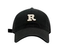 Primavera/Big Headed Soft Top R Letter Solid Tongue Hat Baseball Hat 47 Cap Uomo, Nero , Taglia unica