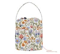 Primavera Borsa da viaggio portatile colorata rustica floreale per uncinetto borsa da viaggio per accessori per maglieria