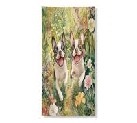 Primavera Boston Terrier, copertura per porta del cane, 91 x 182 cm, graziosi fiori floreali da appendere alla porta d'ingresso, per interni ed esterni, per ingresso di animali domestici