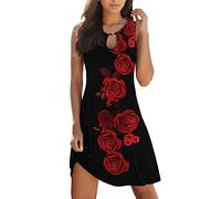 Primavera Casual Loose Fit Occhielli Abiti da Sole per le Donne Vacanza Senza Maniche Data Notte Estate Prendisole Fiore 2026 Spiaggia Modesto Floreale Vestibilità Larga Una Linea Piccolo Mini