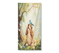 Primavera Cocker Spaniel Dog Door Cover Banner 91 x 182 cm, carino Bluebird Foresta da appendere per decorazione porta d'ingresso, per interni ed esterni Pet Ingresso Sfondo Forniture