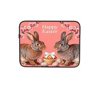 Primavera Conigli Pasquali Fiori di Pesco Custodia per Notebook Computer Tablet Borsa da Trasporto per Lavoro 13 Pollici