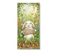 Primavera Coniglio Copertura Porta Banner Decorativo, Fantasioso Giardino Floreale Benvenuto Sign, Indoor Outdoor Pasqua Primavera Decor 91x182 Pollici