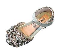 Primavera e Danza Scarpe Da Principessa Vestito Performance Scarpe Piatti Perle Luminose Paillettes Punta Rotonda Traspirante e Confortevole Bambini Boots, verde, 23 EU