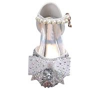Primavera e, edizione coreana, media e grande principessa, scarpe singole casual, scarpe performance, scarpe in pelle per ragazze bambino scarpe a maglia, argento, 24 EU