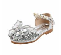 Primavera e, edizione coreana, medie e grandi ragazze principessa, casual singolo, scarpe performance, scarpe in pelle, scarpe da danza antiscivolo bambino, argento, 30.5 EU X-Stretta