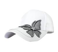 Primavera e Estate Nuovo Berretto Da Baseball Donna Cotone Mercerizzato Farfalla Cappello Parasole Outdoor Casual Cappello Dozzina di Caps, bianco, Taglia unica