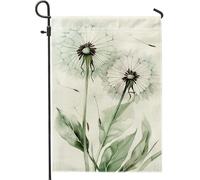 Primavera ed estate Bandiera Da Giardino Dente Di Leone Arte Botanica Verde Decorazione Della Casa Bandiere Da Giardino Bandiera Del Patio Doppio Lato Decorazione Prato Esterno 12x18