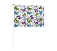 Primavera Farfalla Colorata Piccola Mini Bandiera Palmare per Giochi Sportivi e Festival Decorazione Parata Bandiera 14 x 20,8 cm