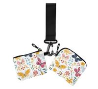 Primavera Farfalle fresche colorate da donna doppio portafoglio porta biglietti da visita mini borsa cambiamento moda portachiavi con cerniera tasca portamonete per le donne 2 pezzi, Farfalle fresche