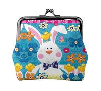 Primavera Felice Pasqua Vacanze Stampa Portamonete Borsello Cambiare con Bacio Lock Piccolo Vintage Pouch Borsa per Uomo Donna, Nero , Taglia unica, Portamonete