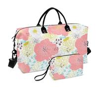 Primavera Fiori Colorati Decorativi Pernottamento Carry On Tote e Bagagli Borsa da Viaggio Tote Borsa da Palestra con Cinghia Regolabile per Aereo Viaggiare 2 Pz Set Bolsa de Mano para ropa de