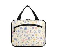 Primavera Fiori freschi appesi uomini borsa da toilette con gancio, designer chic kit borsa per viaggio make up campeggio estuche para maquillaje M, fiori freschi primaverili, Medium