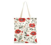 Primavera Fiori Rossi Media Tela Tote Bag riutilizzabile Canvas Shopping Bags Per La Spesa di Natale Pensione Shopping Beach Lavoro 16 "x15" scuola essenziale