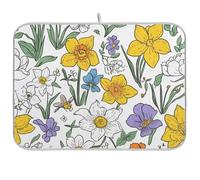 Primavera Fiori Rustico Bianco 1 Tappetino Scolapiatti Assorbente Scolapiatti Tappetino Asciugatura Rapida Cucina Opaco Piano di Lavoro Accessori Grande 45,7 x 61 cm