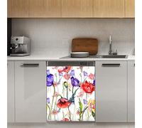 Primavera Floreale Papavero Lavastoviglie Copertura Magnetica Magnetica Decorazione Del Pannello Magnetico Stiker Per Frigorifero Cucina Decorazione Porta, 58,4 x 66 cm