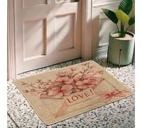Primavera Floreale Zerbino, Tappeto porta fiori di pesca per ingresso esterno interno decorazione vintage gomma impermeabile antiscivolo assorbente polvere facile da pulire 73x43
