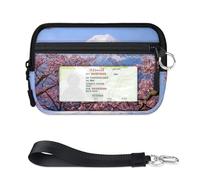 Primavera Giappone Mt Fuji Mini Zip Card Case per Donne Uomini con ID Finestra Giappone Portafoglio Portatile Leggero Piccolo Borse Cerniera Coin Card Organizer Bag