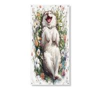 Primavera Husky Dog Door Cover Banner 91 x 182 cm, Simpatico Fiore Floreale Fiore Campo Porta Da Appendere Per Decorazione Della Porta D'ingresso, Interni Esterni Animali Domestici