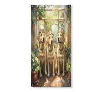 Primavera Labrador Retriever Dog Copertura per porta esterna 91,2 x 182,9 cm, per finestra in vaso, cucciolo di pianta anteriore e posteriore, decorazione divertente per la casa e il portico interno