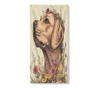 Primavera Labrador Retriever Dog Door Banner Decorativo, Cool Estetica Floreale Porta d'ingresso Copertura di Sfondo Decorazione, Interno Esterno Pet Yard Sfondo Forniture 91x182 Pollici