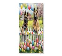 Primavera Pasqua Belga Malinois Cane Esterno Copertura 36x72, Casale Recinto Uova Cucciolo Casa Della Porta Anteriore Posteriore Banner Ingresso Uscita Decorazione, Paese Stampato Home Indoor Portico