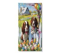 Primavera Pasqua Boykin Spaniel Dog Copertura per porta esterna 36 x 72, Casale Recinto Uova Cucciolo Casa Anteriore Porta Posteriore Banner Ingresso Uscita Decorazione, Paese Stampato Home Indoor