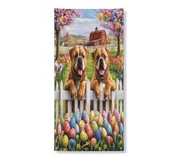 Primavera Pasqua Bullmastiffs Cane Esterno Copertura 36x72, Casale Recinto Uova Cucciolo Casa Anteriore Porta Posteriore Banner Ingresso Uscita Decorazione, Paese Stampato Home Indoor Portico
