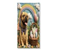 Primavera Pasqua Bullmastiffs Cane Esterno Copertura 36x72, Feltro di Lana Uova Cucciolo Casa Anteriore Porta Posteriore Banner Ingresso Uscita Decorazione, Casa Fattoria Interni Portico Decorazioni