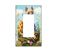 Primavera Pasqua Cairn Terrier Cane Decorativo Interruttore Della Luce Copertura Piastra Da Parete 1 Gang Singolo Rocker, Fun Eggs Country Puppy Piastra Elettrica Stampa Fiore di Campagna Frontale