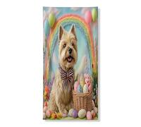Primavera Pasqua Cairn Terrier Cane Esterno Copertura 36x72, Feltro di Lana Uova Cucciolo Casa Anteriore Porta Posteriore Banner Ingresso Uscita Decorazione, Casa Fattoria Interni Portico Decorazioni
