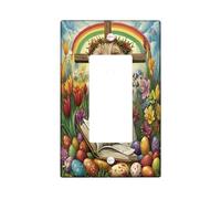 Primavera Pasqua Cairn Terrier Dog Decorative Light Switch Cover Piastra da parete 1 banda singola Rocker, Bibbia Cross Eggs Puppy Electrical Switchplate, Country Electrical Faceplate per camera da