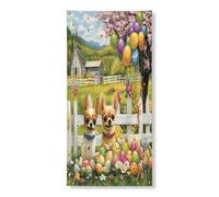 Primavera Pasqua Chihuahua Cane Esterno Copertura 36x72, Casale Recinto Uova Cucciolo Casa Anteriore Porta Posteriore Banner Ingresso Uscita Decorazione, Paese Stampato Home Indoor Portico Decorazioni
