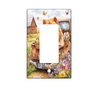 Primavera Pasqua Chow Chow Dog Decorative Light Switch Cover Piastra da parete 1 banda singola Rocker, Farmhouse Truck Eggs Puppy Electrical Switchplate, Country Electrical Faceplate per camera da